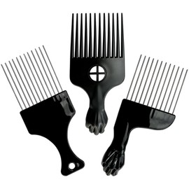 3PCS Metal Afro Comb Set - Black, for Hairdressing & Wig Styling, Detangle Comb for Braid, Curly Hair, DIY Hair Tools