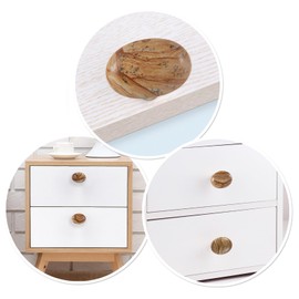 Rockcloud Natural Picture Jasper Crystal Stone Knob Drawer with Screws, Oval Rough Gemstone Pull Handle for Dresser Cabinet Wardrobe Hardware Accessories Home Decoration, 4 PCS