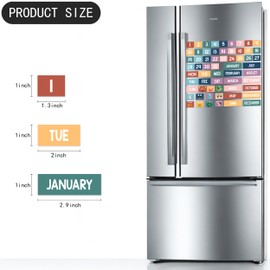 Calendar Magnets for Whiteboard - 61pcs Boho Magnetic Monthly Calendar for Refrigerator Classroom Numbers Week Month Holiday