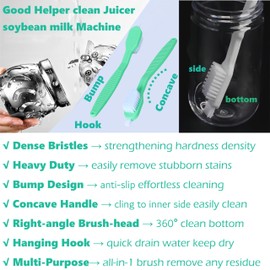 Cleaning Brush Water Bottle Cup Washer Glass Cleaner - Bendable Handle Microfiber Nylon Bristle Free Non Scratch Wet Dry Sponges Dishwashing Kitchen Hand Scrubber House Essentials Set (Green)