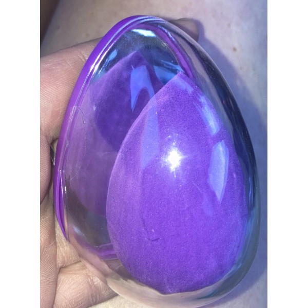 Unbranded makeup blender sponge with travel case+mirror ((purple+blue)