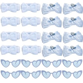 FYSUIMU 24 Pcs Blue Bow Scrunchies Bachelorette Hair Claws Clips Heart Sunglasses Bowknot Accessories Set for Last Toast On The Coast Bridesmaid Proposal Party Favors Gifts