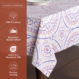 Maison d' Hermine Table Cloth Rectangle Table 100% Cotton 60 x 108 Inches Tablecloth Reusable Decorative Everyday Use for Dining Room, Farmhouse, Home, Party, Festive & Wedding Spring Summer - Mandala
