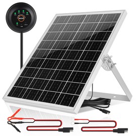 Solar Panel Kit 25W 12V Solar Battery Trickle Charger Maintainer, Built-in Waterproof PMW Controller, Adjustable Mount Bracket for Car Automotive Boat Marine RV Trailer 12V Battery