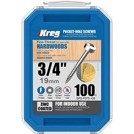 Kreg 603089 Zinc Pocket-hole Screws Pan Head Fine Thread 19mm / 3/4in 100p