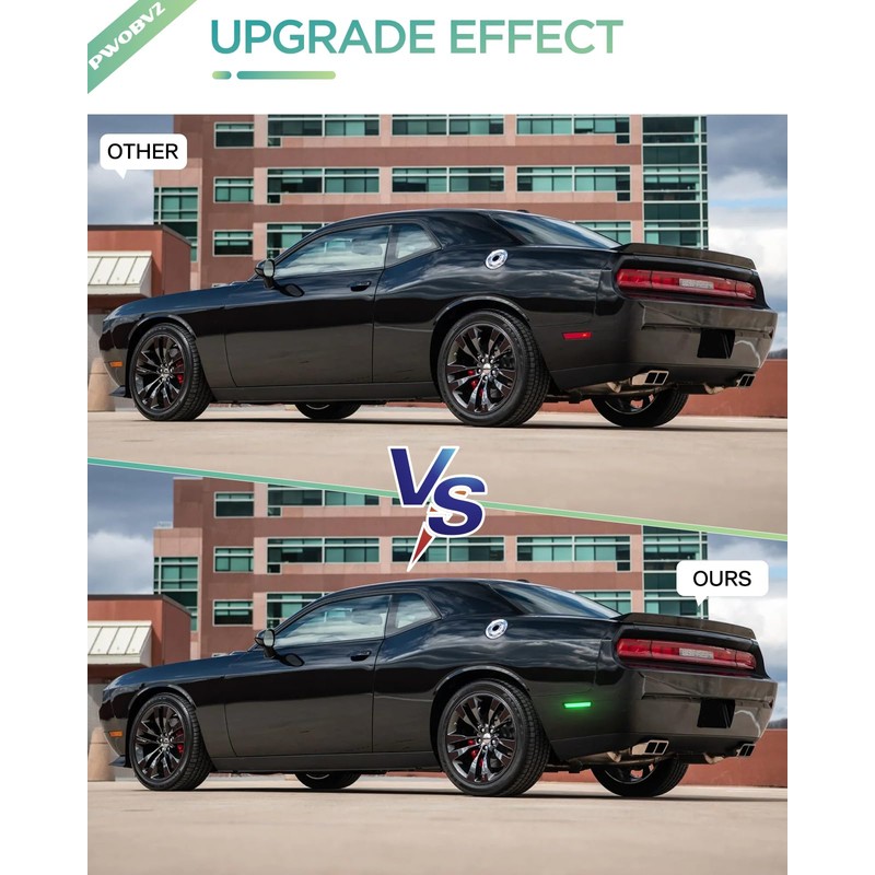 PWOBVZ Dynamiac Green LED Rear Side Marker Lights for 2011-2014