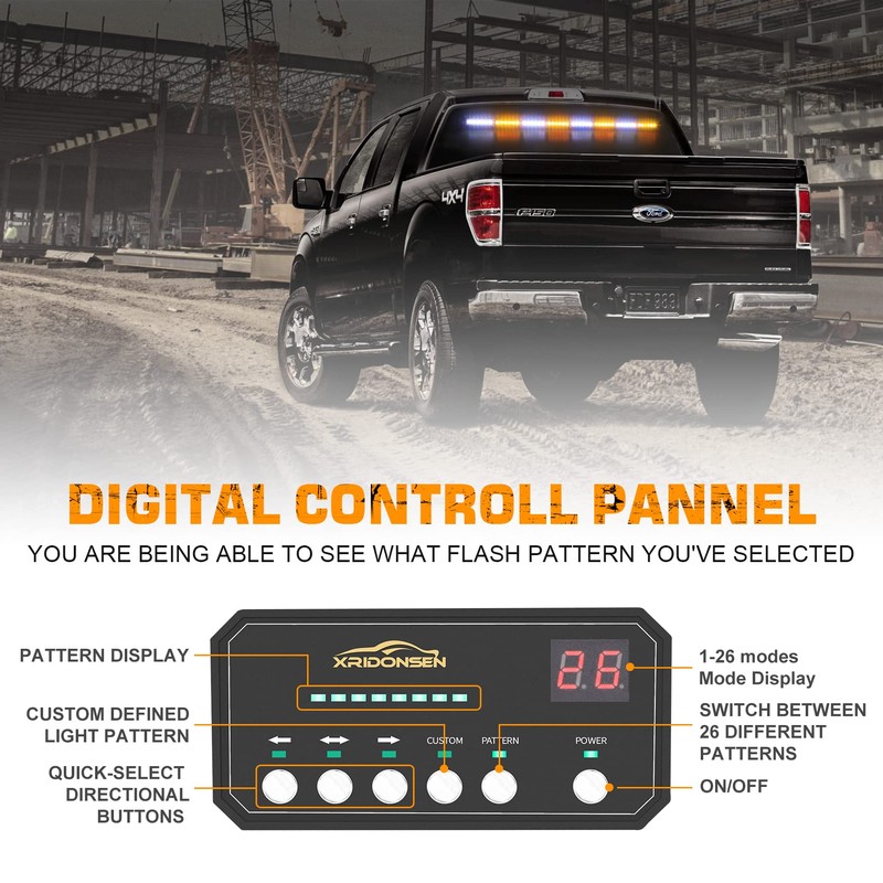 XRIDONSEN 35 inch Traffic Advisor Light Bar 48 LED Strobe