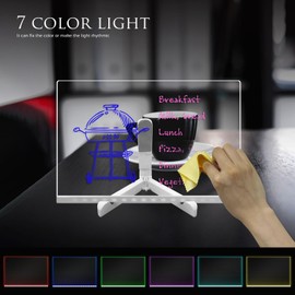 Laysinly Acrylic Dry Erase Board with Light up Stand, 11.81" x 7.87" Clear White Board to do List memo Plan, led Note Board with 7 Colors Change,USB Powered,Remote Control (L)