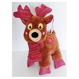 Stylish Reindeer Deer with Burgundy Red Accents Plush Dog Pet Toy with Squeaker