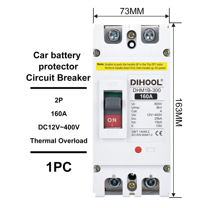 DIHOOL Main 160 Amp DC Circuit Breaker, 500V Battery Disconnect