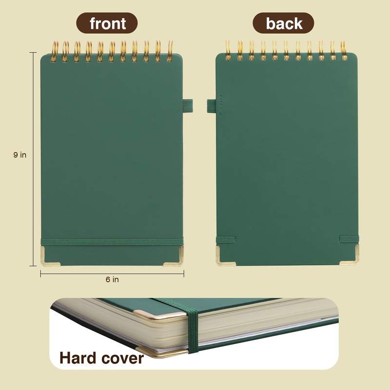 Simind Top Spiral Notebook 6x9 Leather Steno Pad 300 Pages