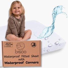 Bisoo The Magic Sheet 22x36 in / 55x90 cm - Fully Waterproof Next to Me Crib Sheets 2in1: Jersey Cotton Bed Sheet & Mattress for Baby Bedside Crib - Soft, Breathable, Silent, Oeko-Tex, White