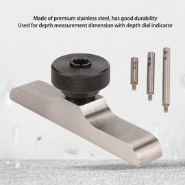 Tgoon Depth Dial Indicator Base, Depth Gage Bottom Base, Stable Clamping Threaded Knob Smoothly Depth Holder for Dial/Digital (103x17mm/4.1x0.7in)