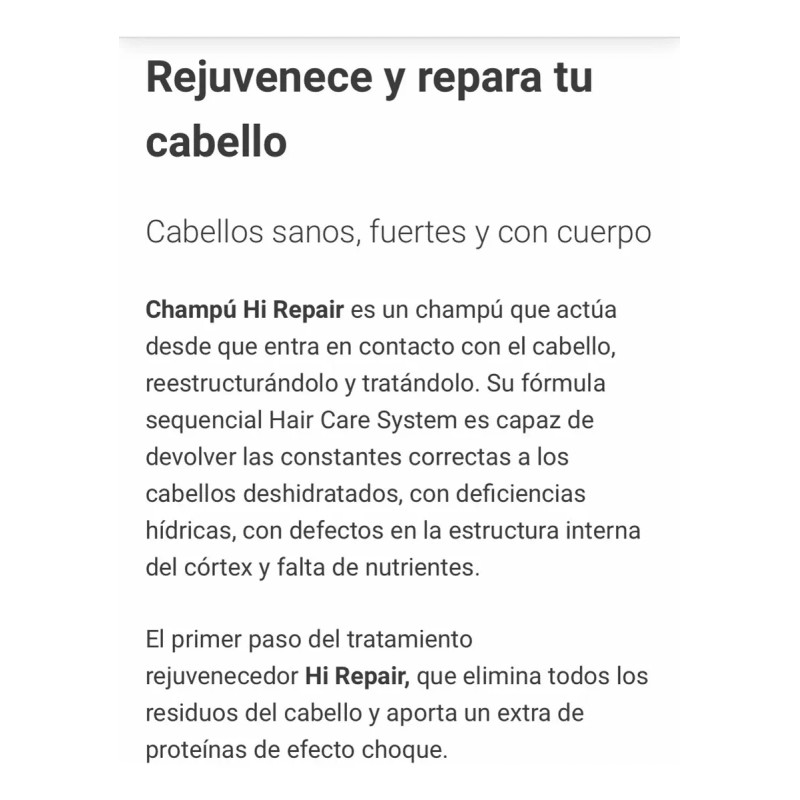 Salerm® Hi Repair Shampoo 1 Lt Restaura Cabello Maltratado