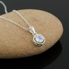 GEMKORA Real Rainbow Moonstone Crystal Pendant Necklace, Natural Gemstone, Birthstone