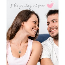 S925 Sterling Silver Necklace for Women, Birthday Necklaces Gifts for Wife Woman, Wedding Anniversary Jewelry 18K White Gold Filled, Unique Love Gift for Her, August