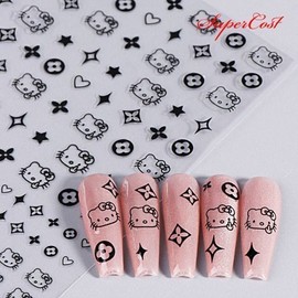 6 Types of Cute Character Kitty Nail Stickers / 네일아트 귀여운 케릭터 냥이 고양이 네일스티커 6종