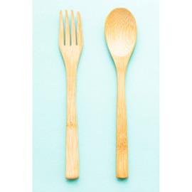 Mini Bamboo Cutlery Set- Fork & Spoon, Set of 4 (8 pcs)