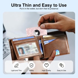 HAUXGOGO Protective Cover for Air Tag (2 Pieces) Ultra-Thin Card Protection Hard Polycarbonate – Suitable for Wallets, Handbags, Backpacks, Luggage- Pink