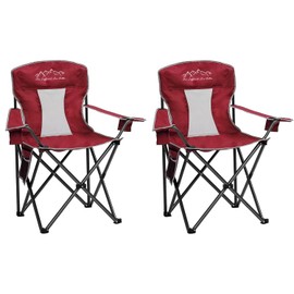 SAILARY Outdoor Folding Camping Chair with Cup Holder, Storage Bag, Large Anti-Sink Feet, 325lbs Capacity, Breathable Mesh Portable Chair for Camping, Beach, Fishing, Sports, Red 2Pack