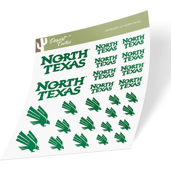 University of North Texas UNT Mean Green NCAA Sticker Vinyl Decal Laptop Water Bottle Car Scrapbook (Type 1 Sheet)