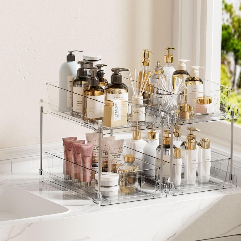 Vtopmart Vtopmart 2 Tier Bathroom Storage Organizer, 2 Pack Clear