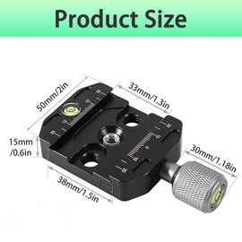 Sequpr 50 mm Quick Release Plate Clamp Compatible with Arca-Swiss, Tripod Quick Release Plate with Spirit Level, QR-50N Quick Release Plate Clamp for Camera Tripod Head Monopod