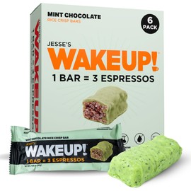 WAKE UP! Mint Chocolate Caffeinated Protein Bars (1 Bar = 3 Espressos) 350mg Clean Caffeine for Energy, Focus & Happy Mornings, Kosher Ingredients, Vegetarian, Free Energy 6 Pack