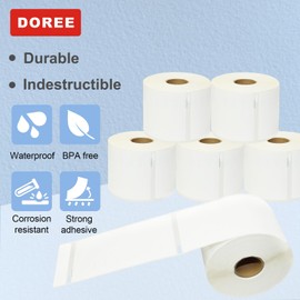 Doree 1933088 Durable LabelWriter LabelWriter Labels 59x102mm (300 Individual Stickers Per Roll, Waterproof and Tear-Resistant) Compatible Devices: LabelWriter 4XL, 450, 450 Twin Turbo (2 Rolls)