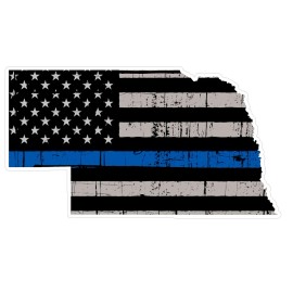 CustomDecal US Nebraska State (V28) Thin Blue Line Vinyl Decal Sticker Car Laptop Window Cop
