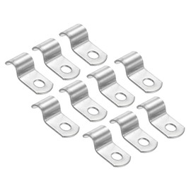 PATIKIL 1.5"/8mm Rigid Pipe Strap Clamp Set of 10 304 Stainless Steel 2 Hole U-Shaped Tube Clips for Fixing Pipe