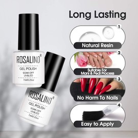 ROSALIND 6 Farben Gel Nagellack, WeiÃ Rosa Rot Nude Schwarz Glitzer Pastell Shellac Soak Off UV LED Nagellack Set Gel Nail Polish Nail Art Starter Kit 7ml 6pcs