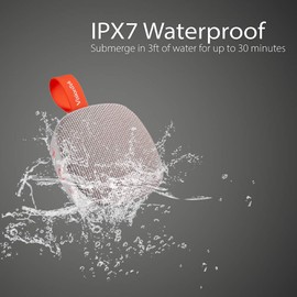 VisionTek SoundCube Wireless Bluetooth Speaker with IPX7 Waterproof Rating, BT 5.0, 6+ Hour Playtime, Built-in Mic, TWS Support (Gray) Compatible with Phone/Tablet/TV/Laptop (901323)