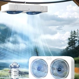 Portable Double Fan Rechargeable 1800MAh Battery Strong Cold Cool Airflow Type-C