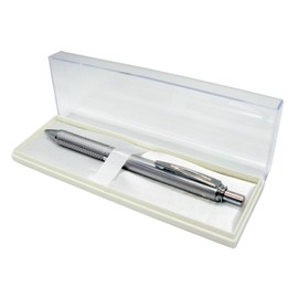 Pentel Energel Metallic Liquid Gel Pen 0.7mm Medium Nib Silver Barrel Black Ink In a Premium Case (BL407Z-PBOX)