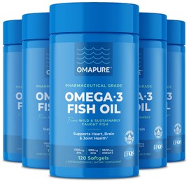 Omapure Suplemento Aceite Pescado Omega Farmacéutica Frasco 120 Cápsulas Blandas 2600 Ácidos Grasos Alto Contenido Epa Dha Eructos Certificado Ifos