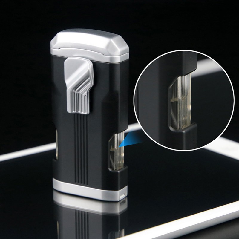OLDENDO Cigar Lighter with Punch Built in Gas Window, Triple