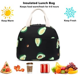 Avocado Lunch Bag for Women Girls, Insulated Lunch Tote Bags Reusable Lunch Box for Kids Adults School Work Picnic Travel