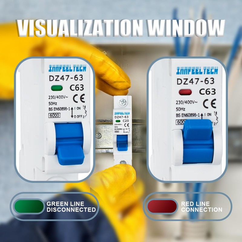 Innfeeltech 1 Pcs 63 Amp Current 230V Miniature Circuit Breakers