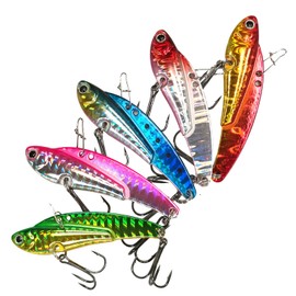 Metal Vibration Lures Set, Metal Jig, Hard Lure, Sea Fishing, Far Toss, Iron Plate Lure, 0.7 oz (20 g), Sea Bass, Sachiefish, Flounder, Blue (Set of 5)