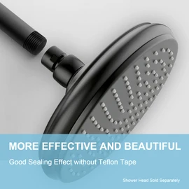 OFFO Shower Arm with Flange, 3 in Ceiling Mount Replacement Rain Shower Head Straight Arm Ceiling-Mounted For Fixed Shower Head & High Pressure Rain, Matte Black