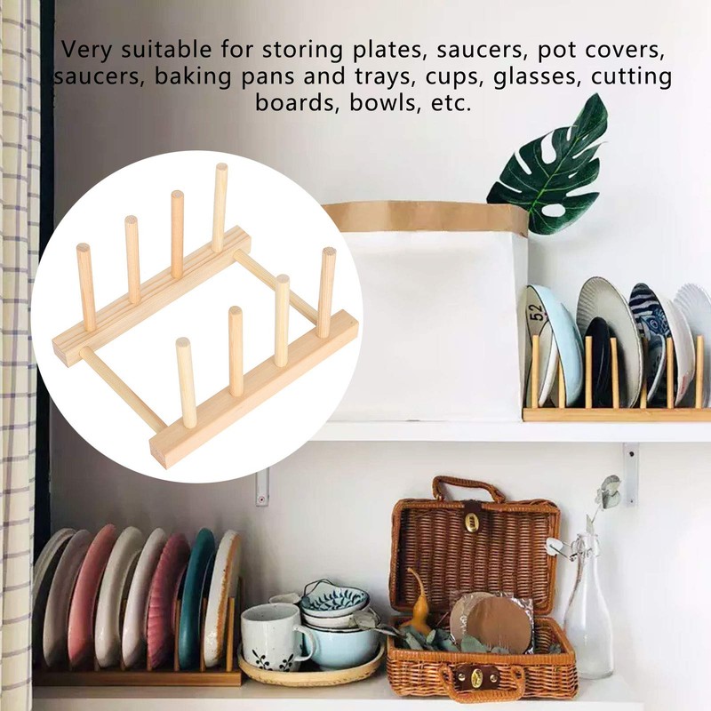 Plate Rack Dish Rack, Wooden Dish Rack, 3 Set Bamboo