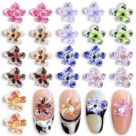 Ice Crystal Jelly Soft Glue Spot Lily Flower Nail Charms Gradient Irregular Colorful 3D Flowers for Nails Design Spring Summer Cute Lilies Floral Nail Charm Resin Flower Charms for Nails Supplies