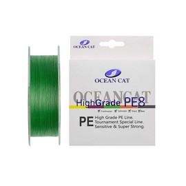 OCEAN CAT Eight-Strand Braid Wear-Resistant and Corrosion-Resistant Fishing Line Super High Performance PE Fishing Line[Apple Green,1.5#-0.2mm-20Lb（9.1kg）-500Yds]