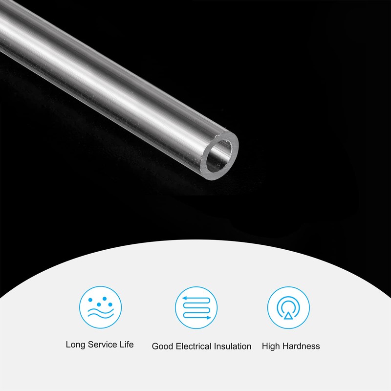 sourcing map Plastic Pipe Rigid Polycarbonate Round Tube Clear 0.2