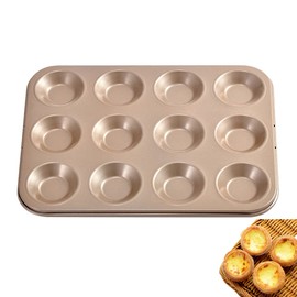 Cupcake Moulds Muffin Pans, 12 Pieces, Non-Stick Baking Pans, Mini Muffin Pans, Canele Molds, Madeleine Financier Top Pans, Pastry Tools, Handmade, Oven, Refrigerator, Dishwasher Safe (12 Caps)
