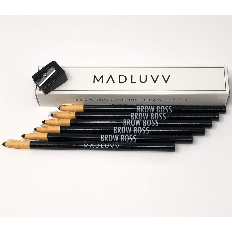 Best Microblading Pre Draw Pencils, Black with Sharpener (6 Pack)