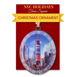 Times Square Christmas Ornament – New York City Holiday Collectible, Double-Sided Brass with Glitter and Epoxy, Gift-Boxed, 2.5 x 3 Inch by ArtMalore