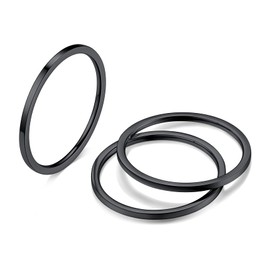 Bestyle Set of 3 Rings for Women, 1 mm Thin Finger Ring, Stainless Steel, Stackable Thumb Ring, Silver, Gold, Rose Gold, Black, Ring Size 48-62, Stainless Steel