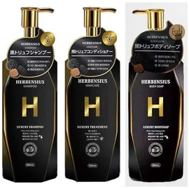 HERBENSIUS Luxury Shampoo, Treatment, Body Soap, 16.9 fl oz (500 ml) Each